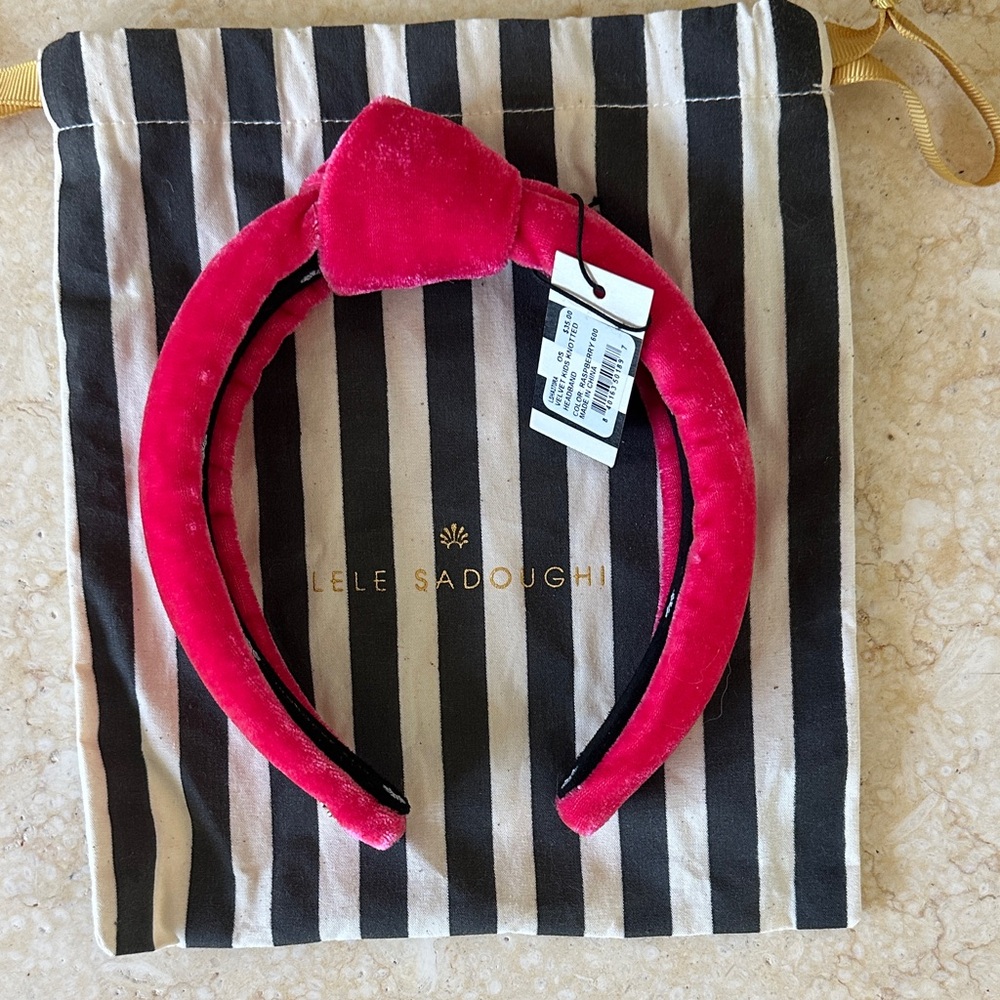 Lele Sadoughi Fuchsia Velvet Kids Headband NWT